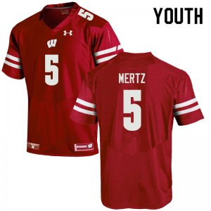 Youth Wisconsin Badgers NCAA #5 Graham Mertz Red Authentic Under Armour Stitched College Football Jersey RI31D24GM